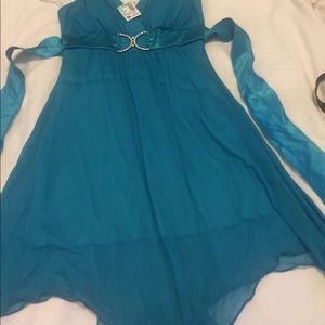 New Formal Rhinestone Aqua/ Teal Dress